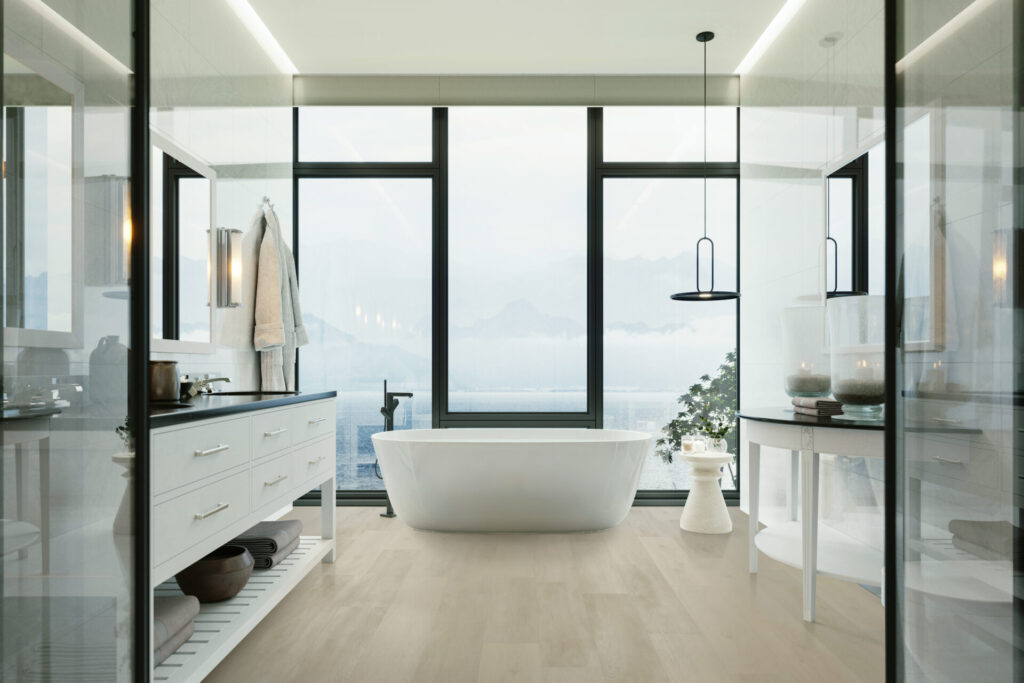 Dawn Patrol in Frosted Glass Bathroom - Pierce Flooring